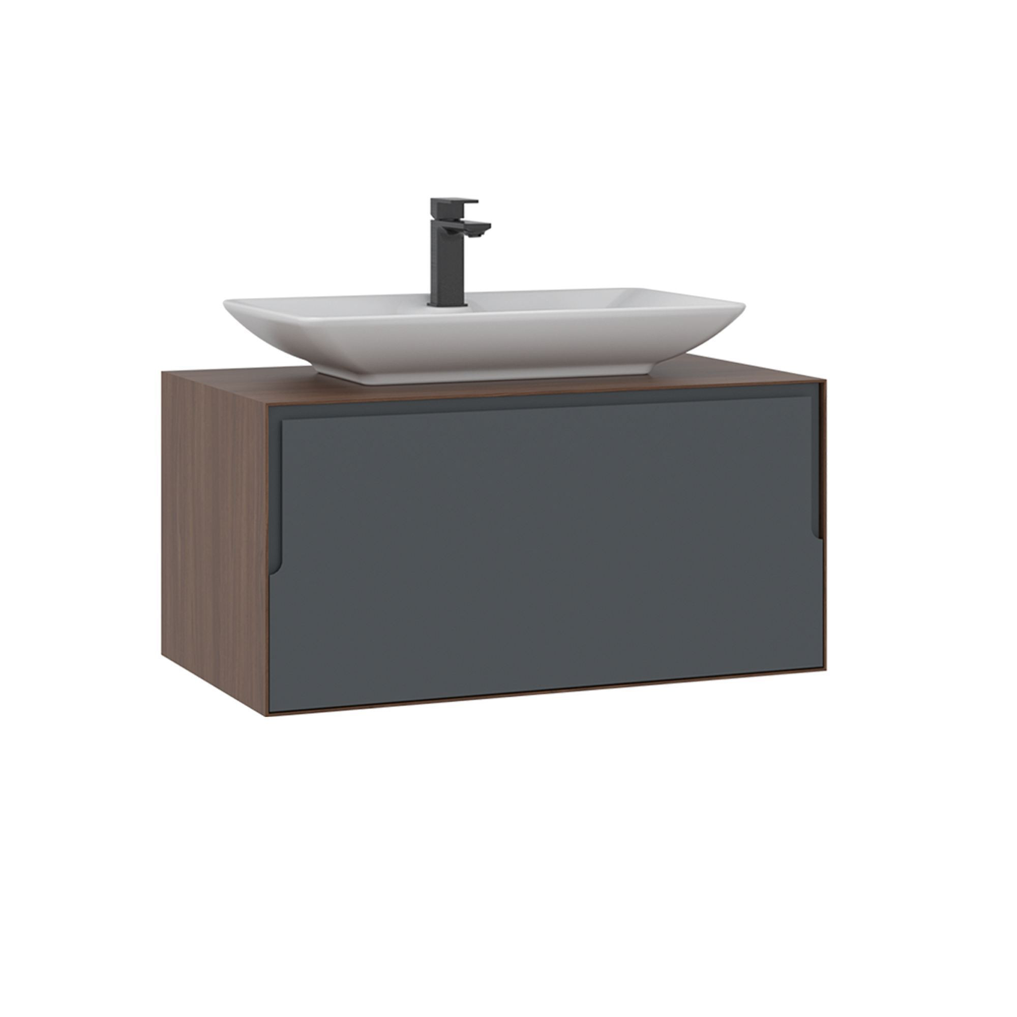 Mueble para lavabo <<craft 80>> - 80 x 50 x 40 cm - nogal / antracita