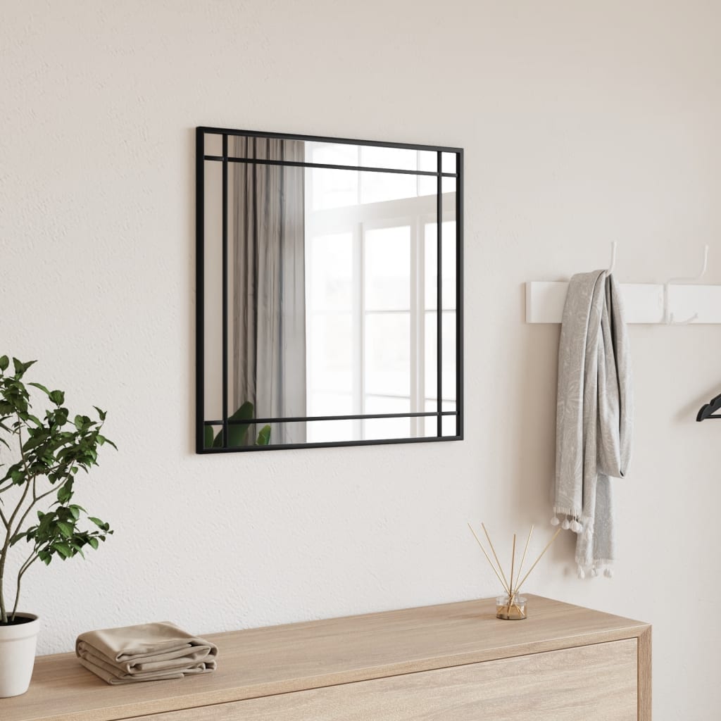 Espejo de pared cuadrado de hierro negro 50x50 cm