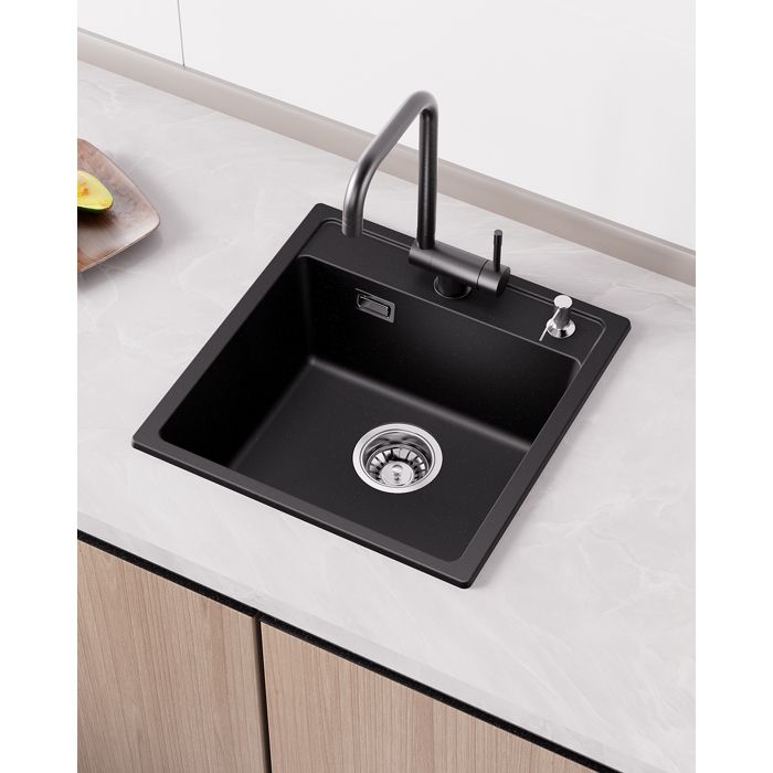Fregadero de cocina negro 45x46cm - 1 cubículo granito con conjunto