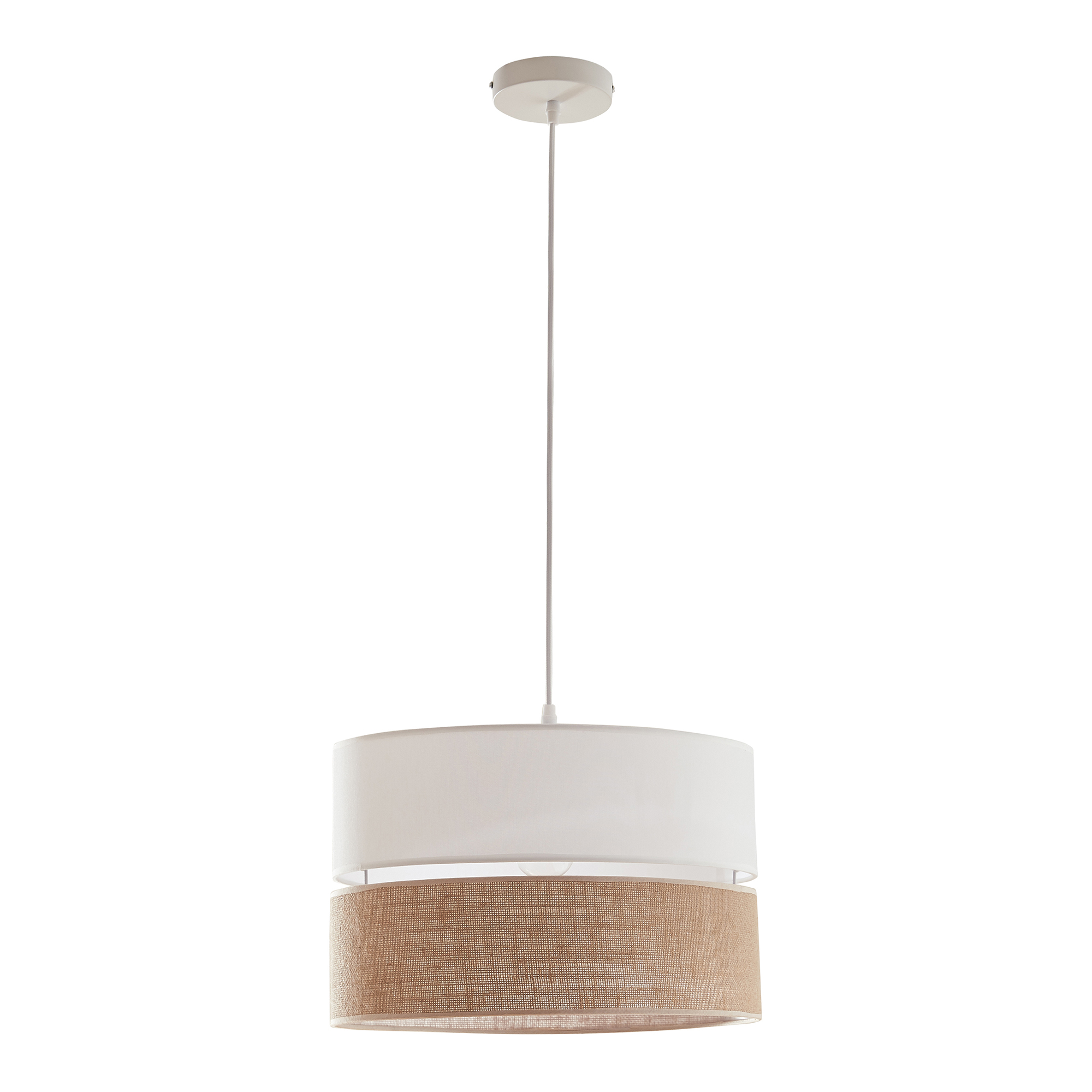 Lámpara coLGante barton 25xø40 cm - blanco/efecto lino [lux.pro]