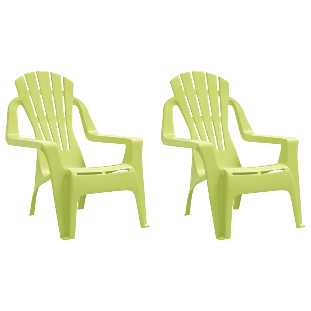 vidaXL sillas de jardín niños 2 uds aspecto madera pp verde 37x34x44cm