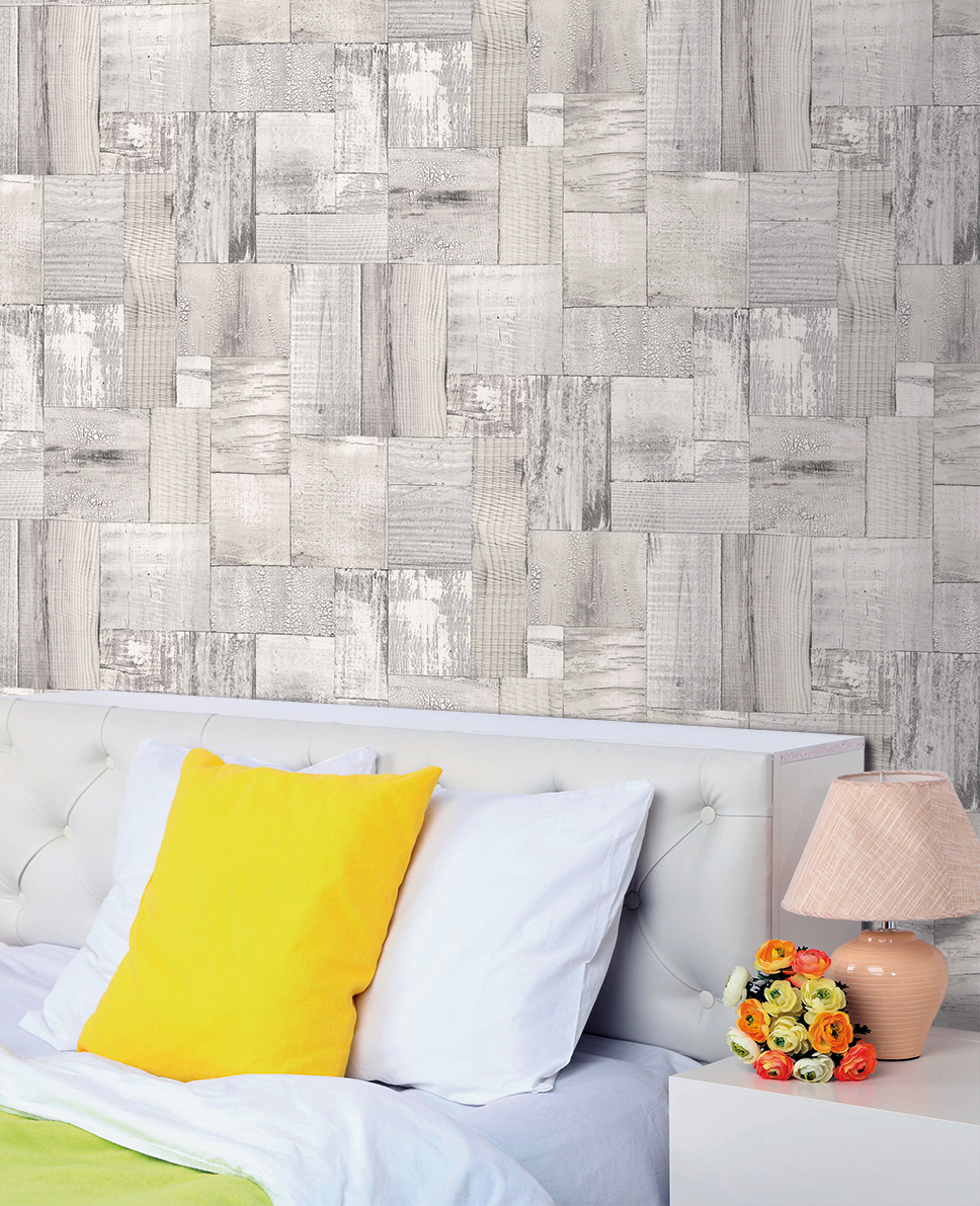 Papel pintado tnt textura madera blanco