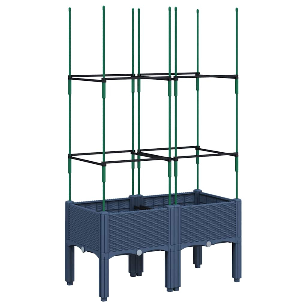vidaXL jardinera con enrejado pp azul gris 80x40x142,5 cm