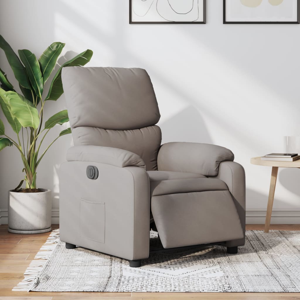 Sillón reclinable eléctrico tela gris taupé qweo3749