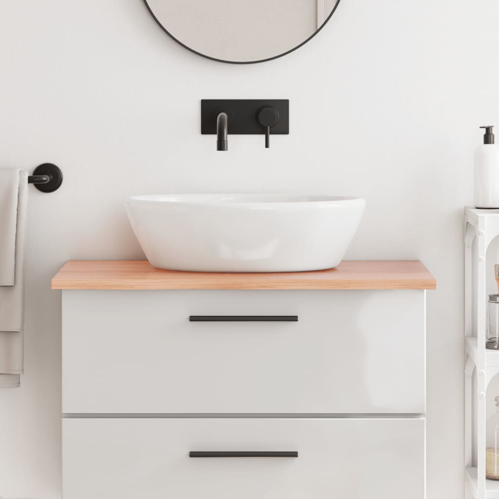 Encimera de baño madera maciza tratada marrón claro 80x50x2 cm eerf7230