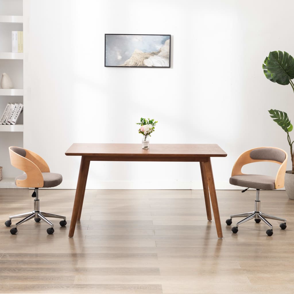 Silla de oficina giratoria de madera curvada y tela gris taupe oif133151