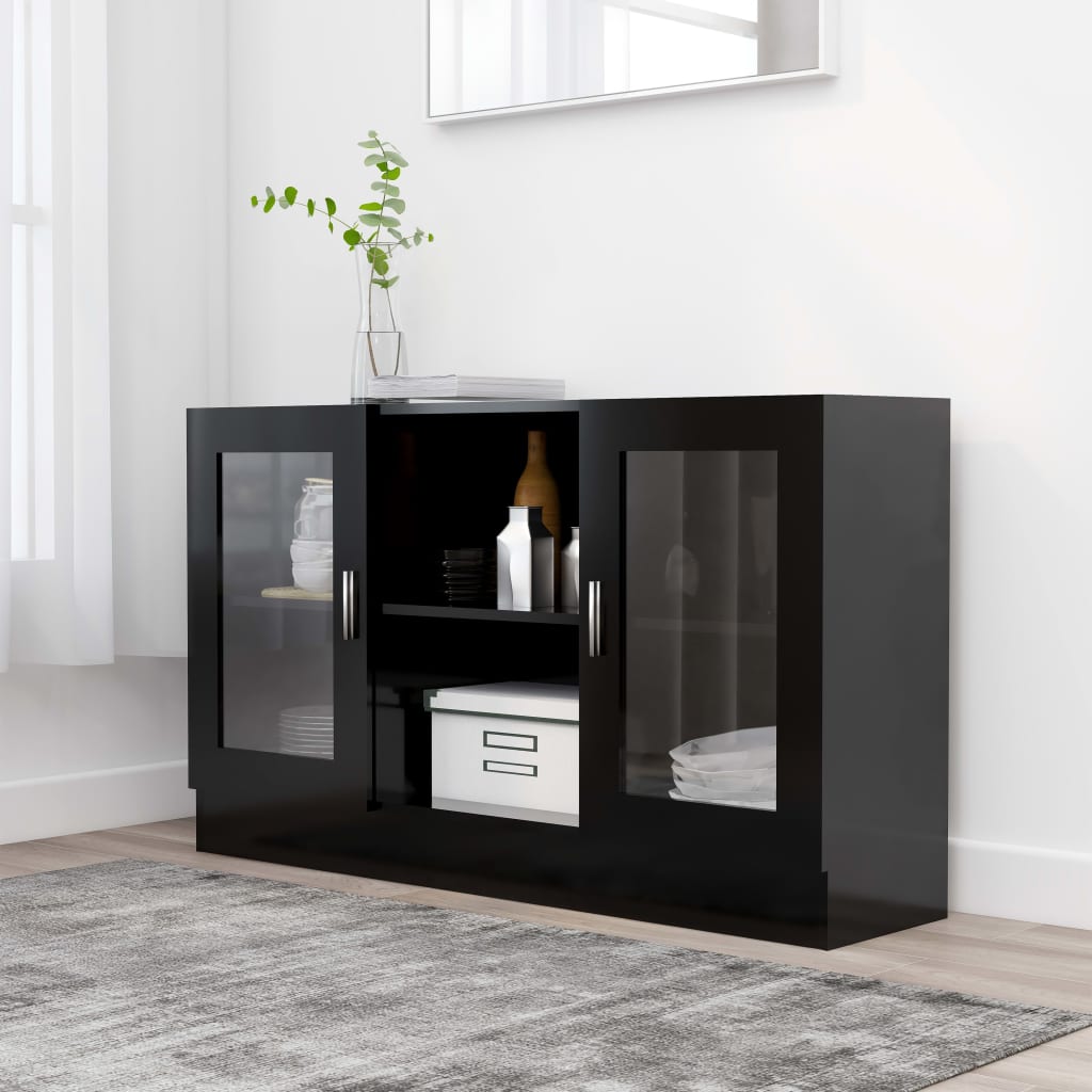 Vitrina de madera contrachapada negro 120x30,5x70 cm oif481482