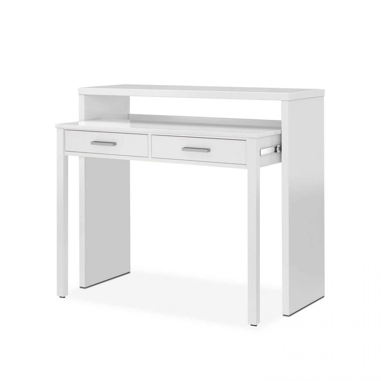 Mesa de escritorio extensible con 2 cajones 98,5 cm zira blanco artik