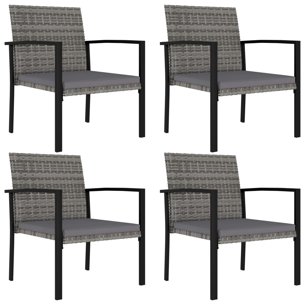 vidaXL sillas de comedor de jardín 4 unidades ratán sintético gris