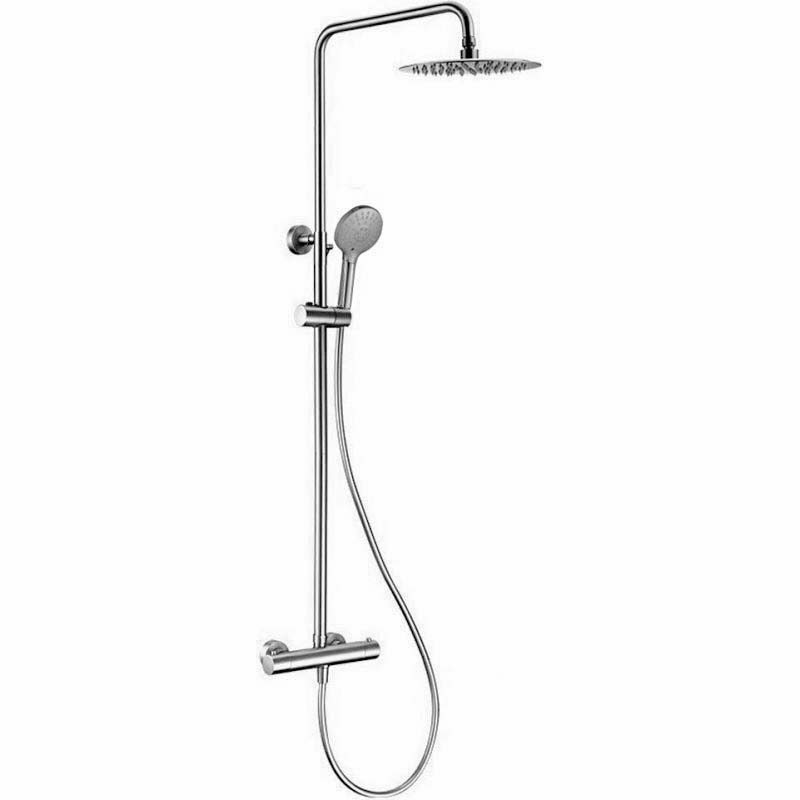 Valaz barra de ducha termostática redonda 120cm acero cepillado - 20cm