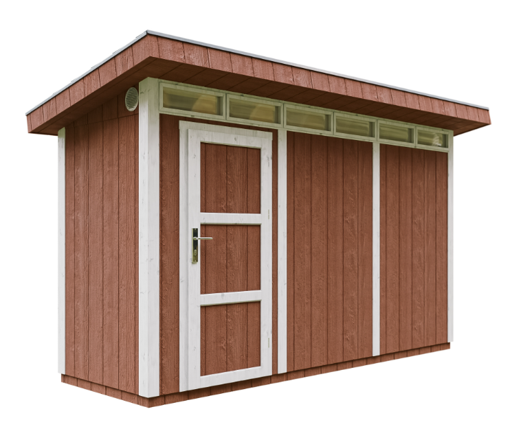 Caseta de jardín Timbela m902-redwood red, 4,3 m², premium, 161×411 cm