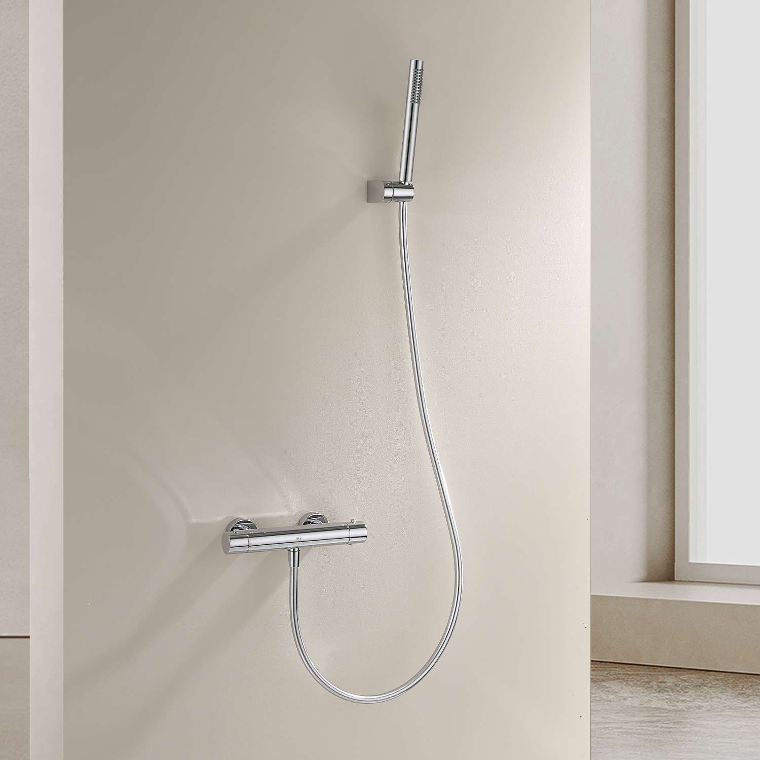 Kit de ducha termostático sky bath cromo inox s304 serie supreme