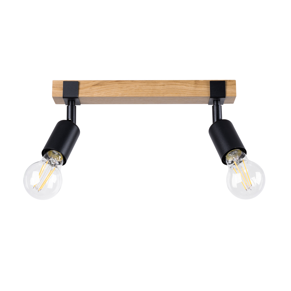 Lámpara de techo zuca 2 madera negra acero/madera 38x14x15cm