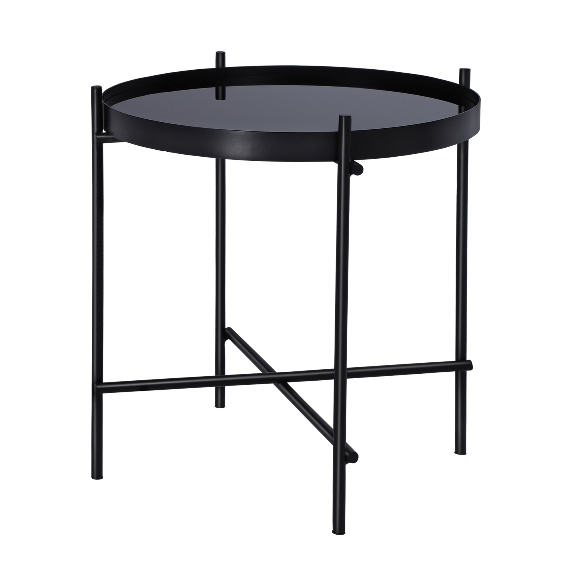 Mesa de centro con tapa de cristal ø43x45 cm negro womo-design