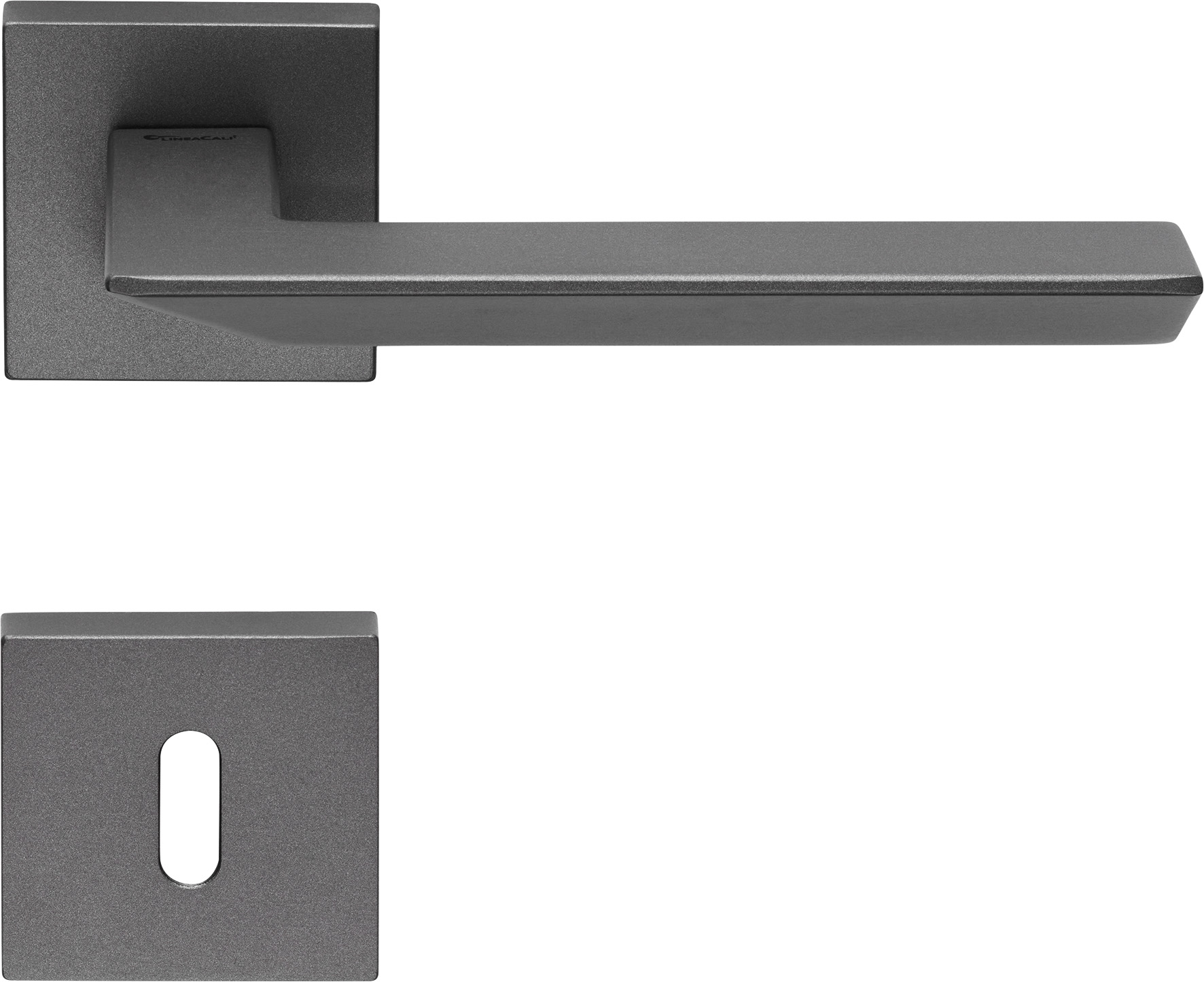 2 manilla rosetón cuadrado, de llave l, gris antracita, puerta interior.