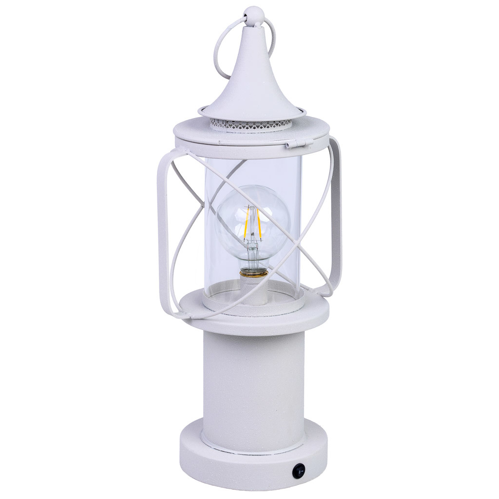 Lámpara de mesa de metal blanco con luz LED 21x18.5x46.5/52.5h cm