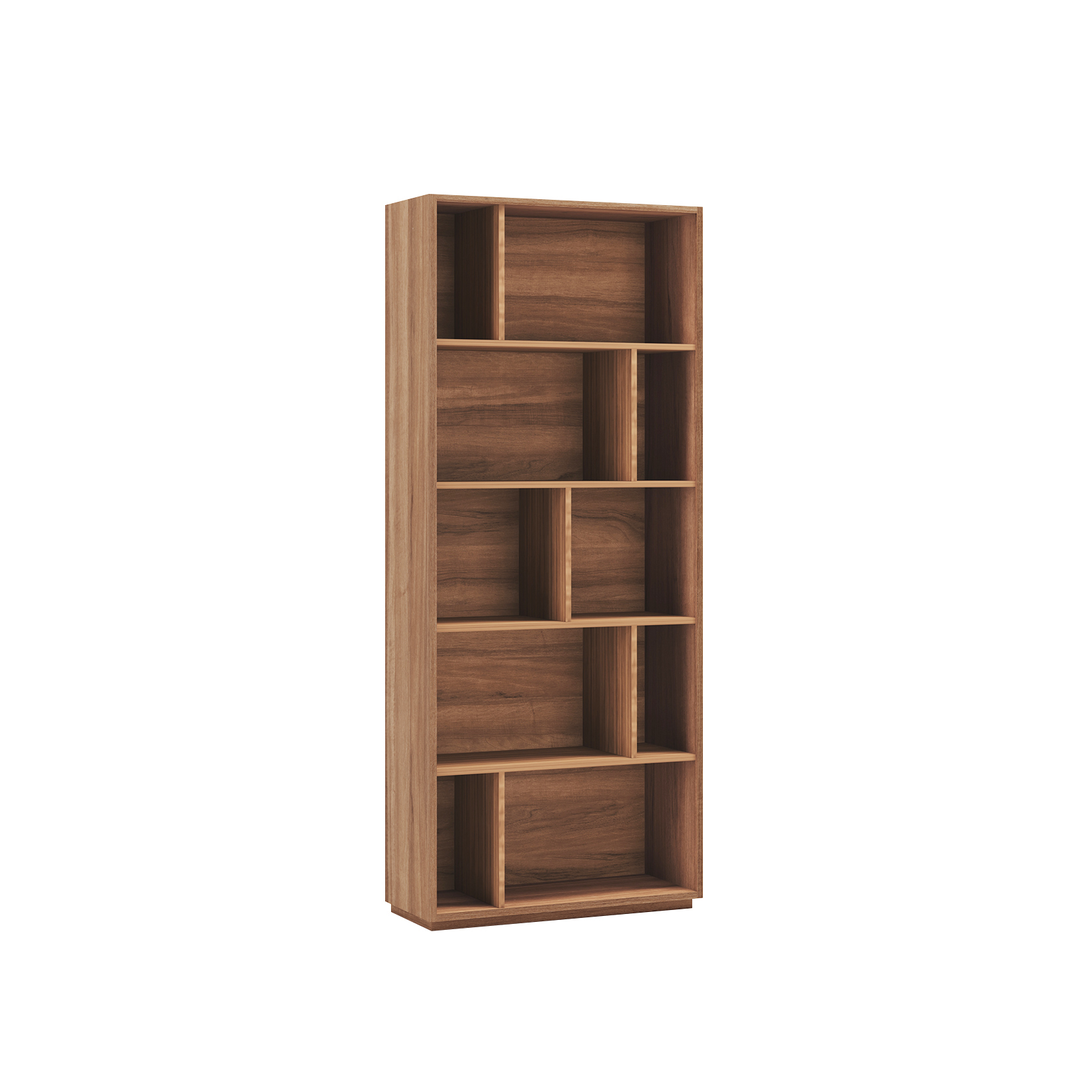 Estantería librería 5 niveles, melamina color nogal, 191x80x32