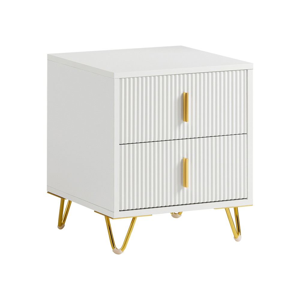 Sobuy mesita de noche moderna 2 cajones en blanco