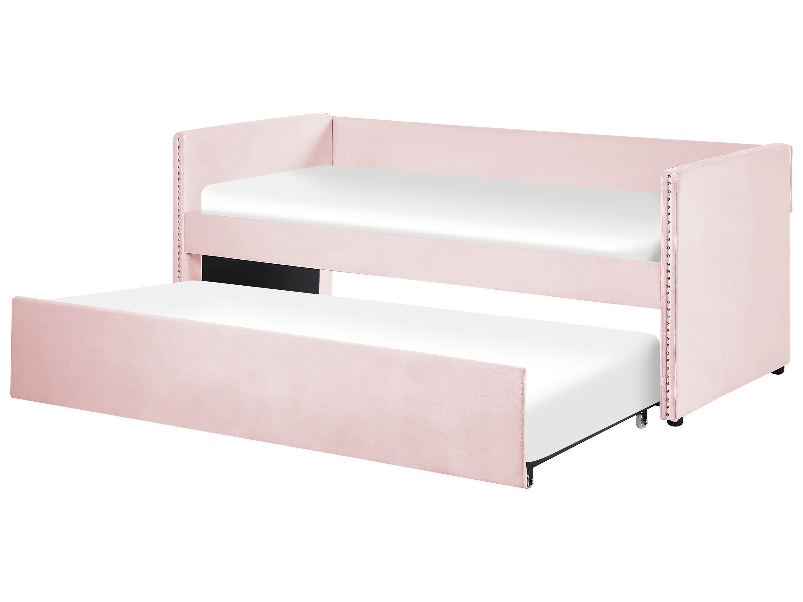 Cama nido terciopelo troyes 90 x 200 cm rosa pastel