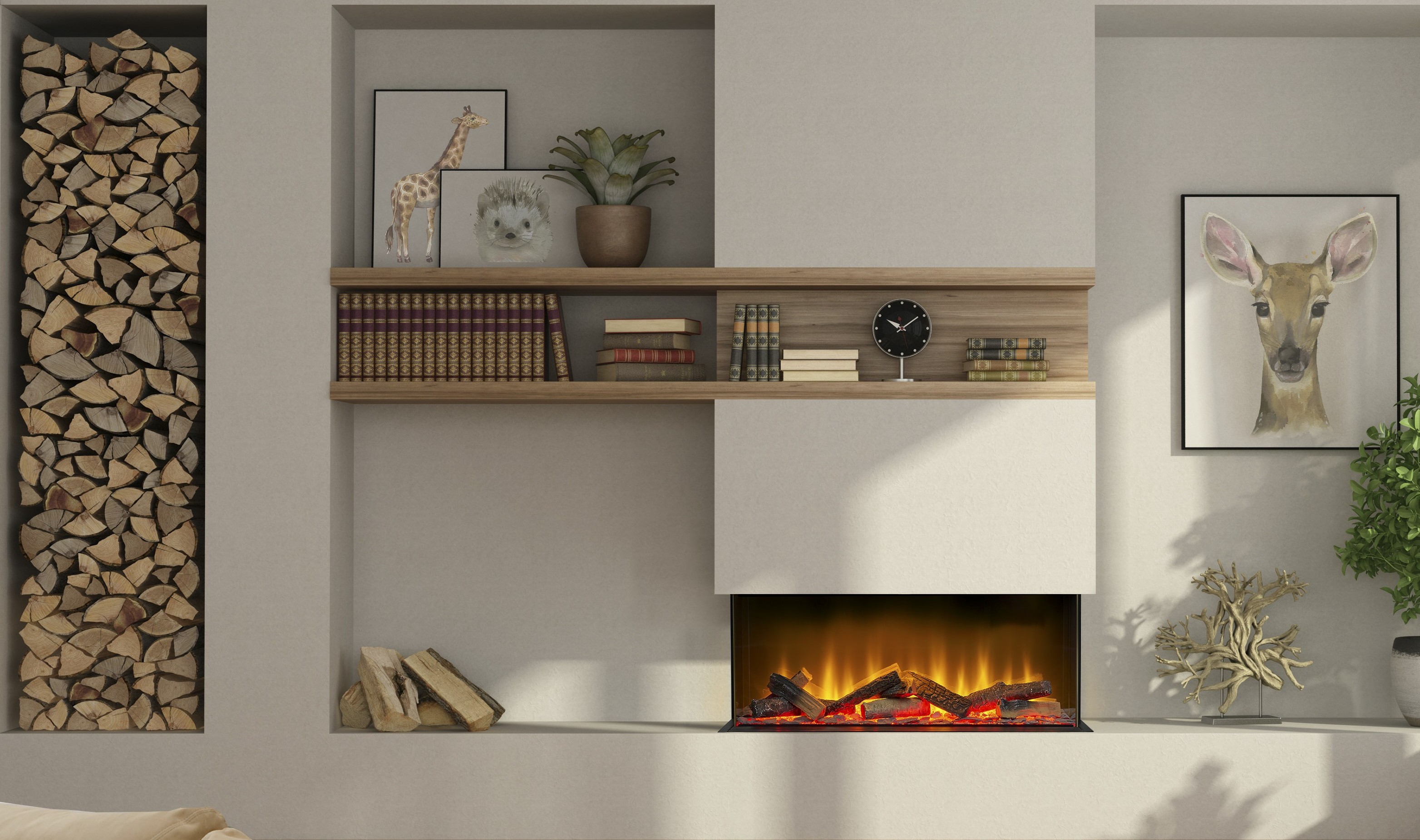 Chimenea eléctrica de pared multimedia panorámica acantha aspire 75