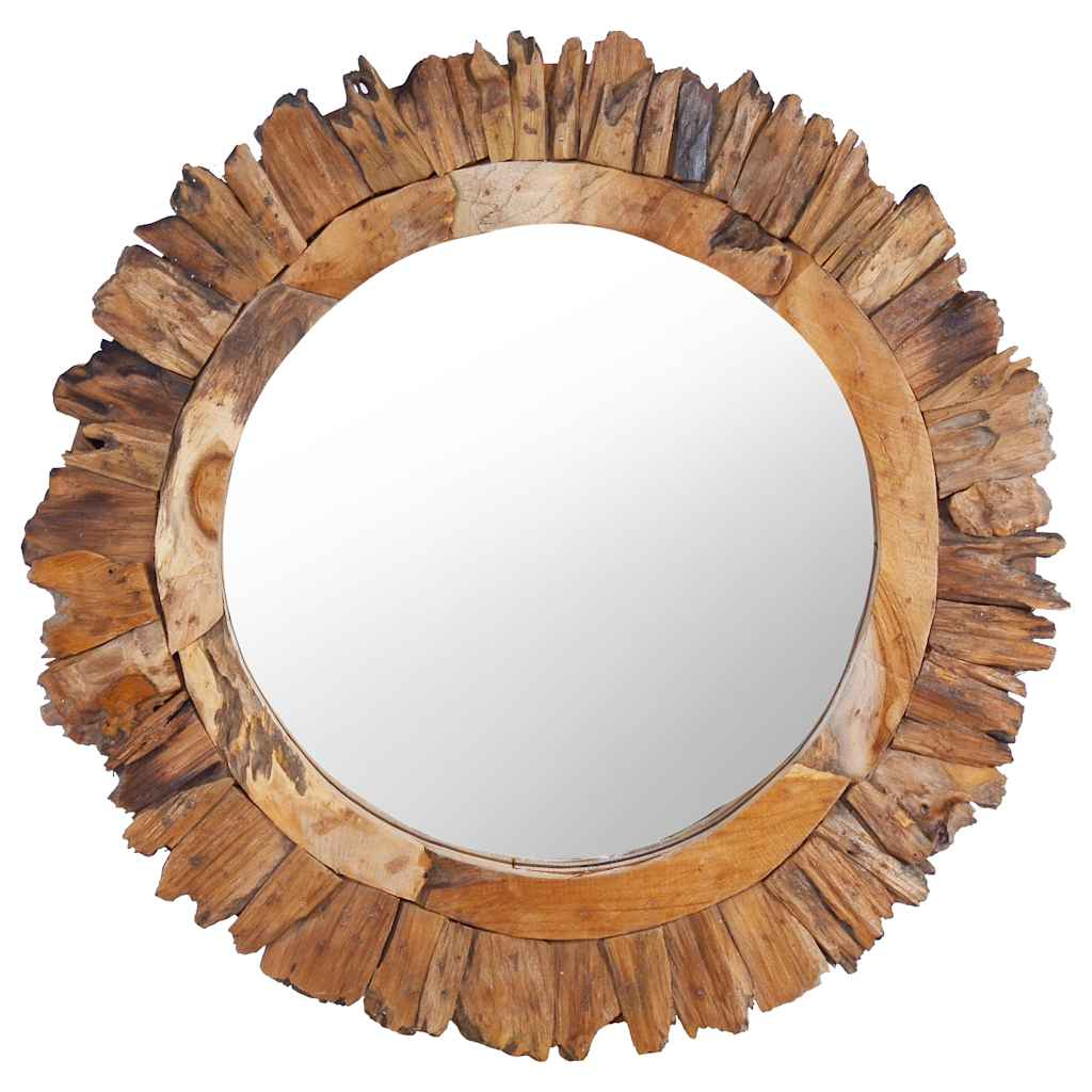 vidaXL espejo de pared redondo teca 60 cm