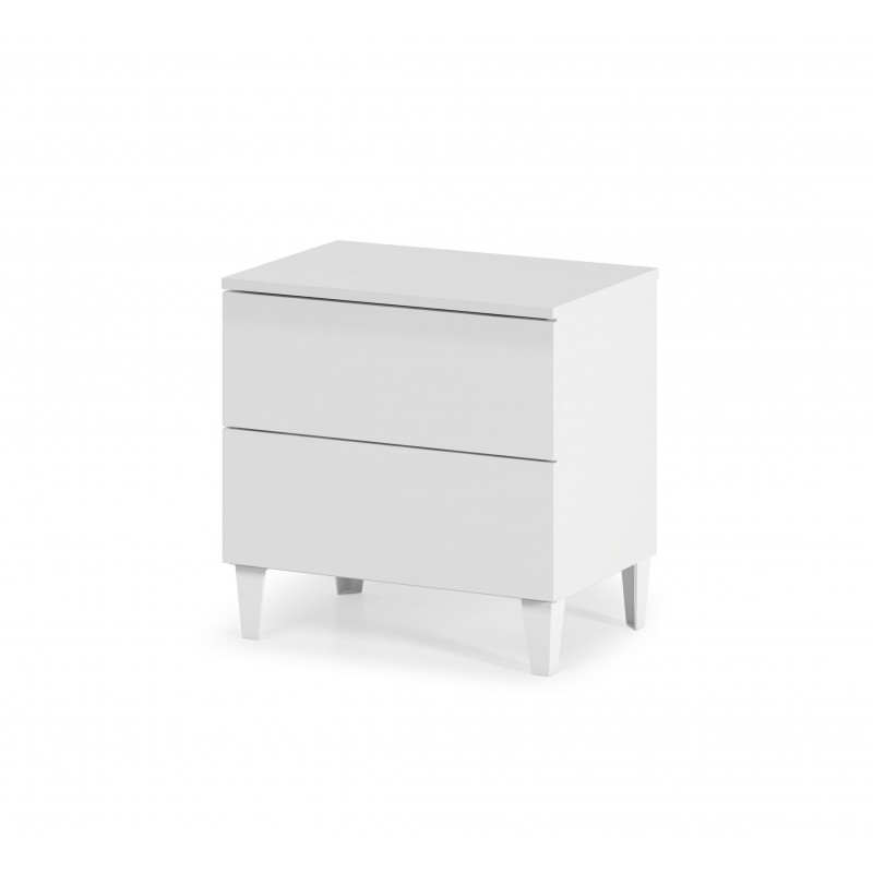 Mesita de noche loft blanco brillo