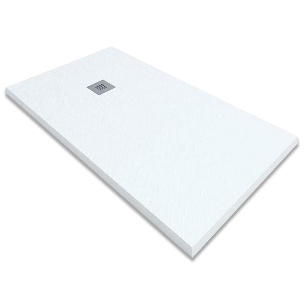 Plato ducha resina | válvula desagüe y rejilla | blanco | 90 x 130cm