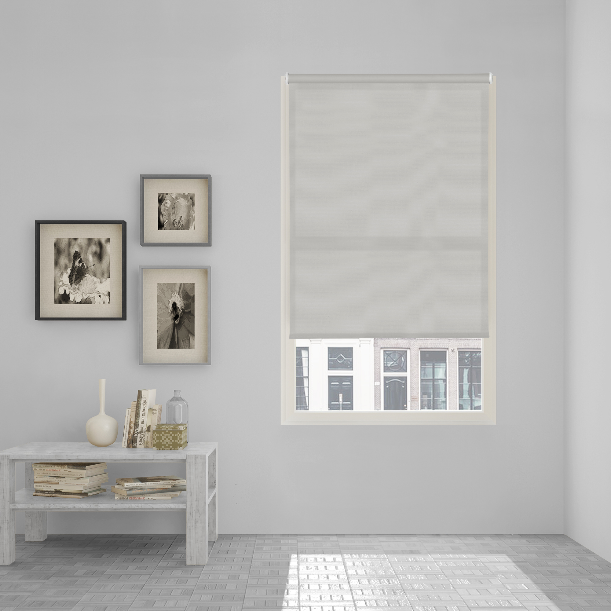 Estor enrollable easy fix traslúcido ecofuture gris 55 x 190cm