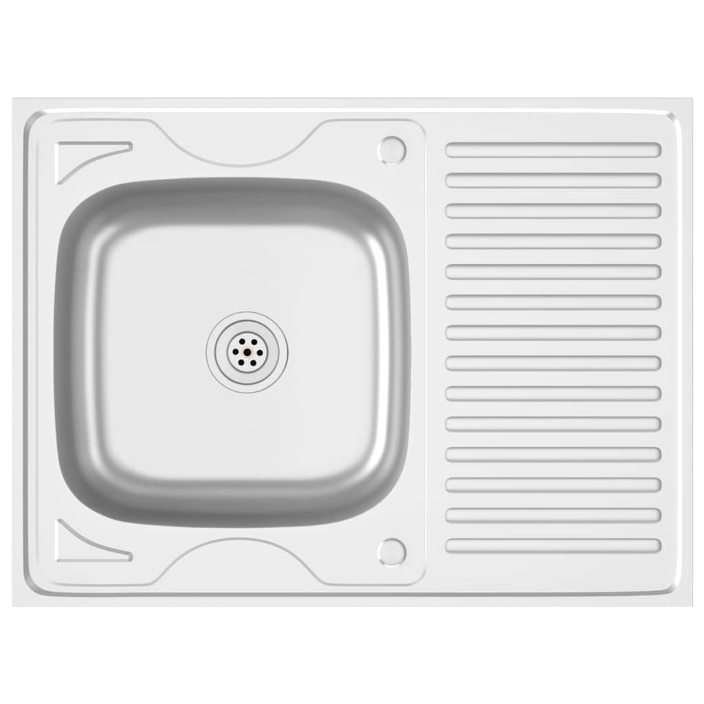 vidaXL fregadero de cocina con escurridor acero inox 800x600x155 mm