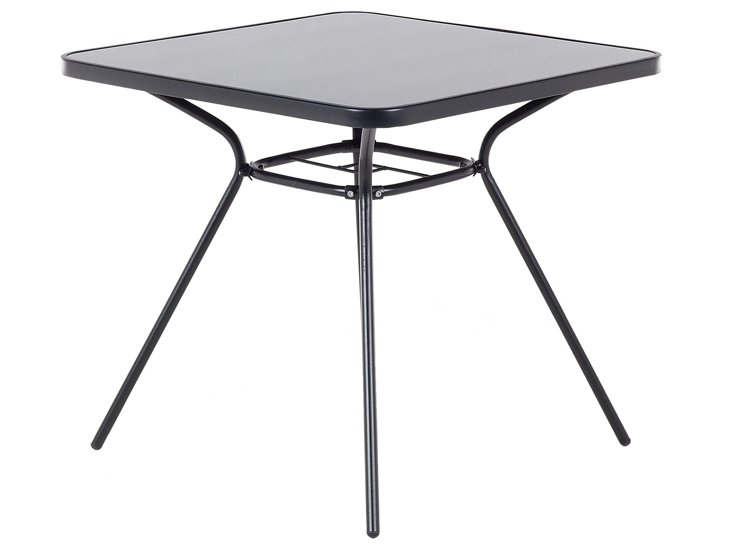 Mesa de balcón livo 80 cm 80 cm vidrio negro