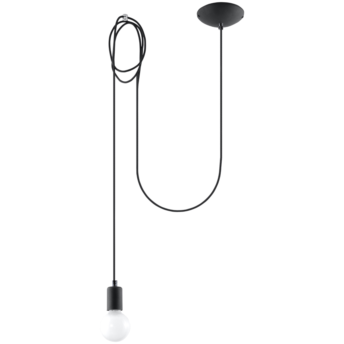 Lámpara coLGante edison 1 negro tela/acero 300x150x150cm