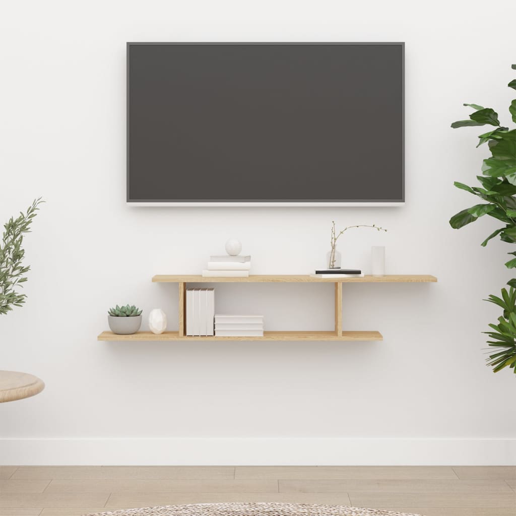 Estante de pared para tv contrachapado roble sonoma 125x18x23cm