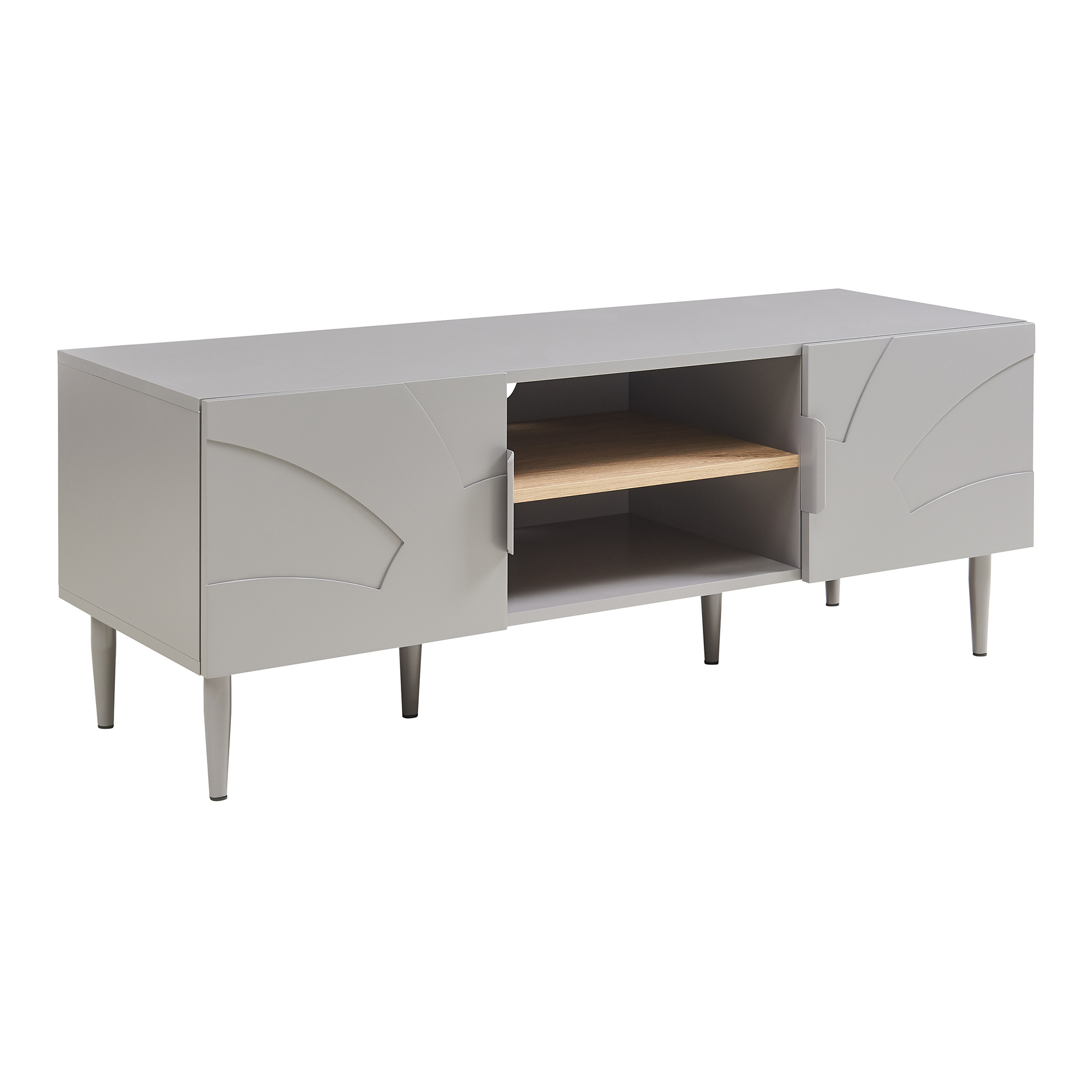 Mesa tv starvili con 2 puertas mdf acero 120x40x45cm - gris [en.casa]
