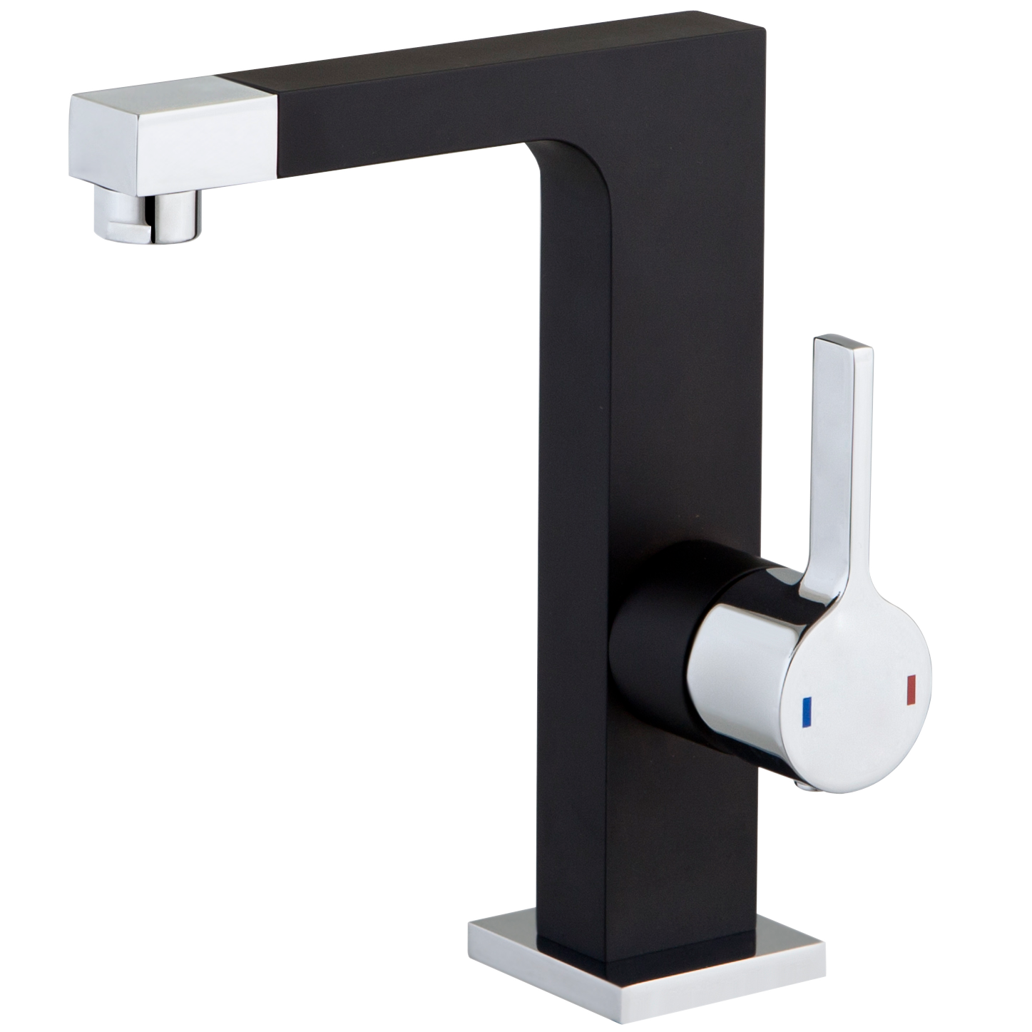 Short grifo mezclador lavabo negro cromado