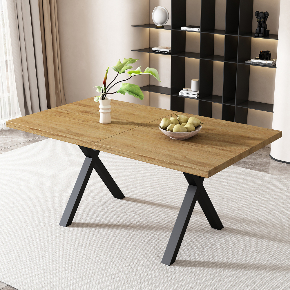 Mesa de comedor rectangular para salón mdf roble 76x140x80cm