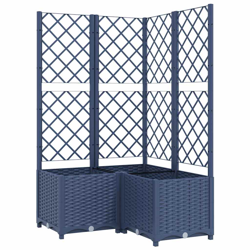 vidaXL jardinera con enrejado pp azul gris 80x80x136 cm