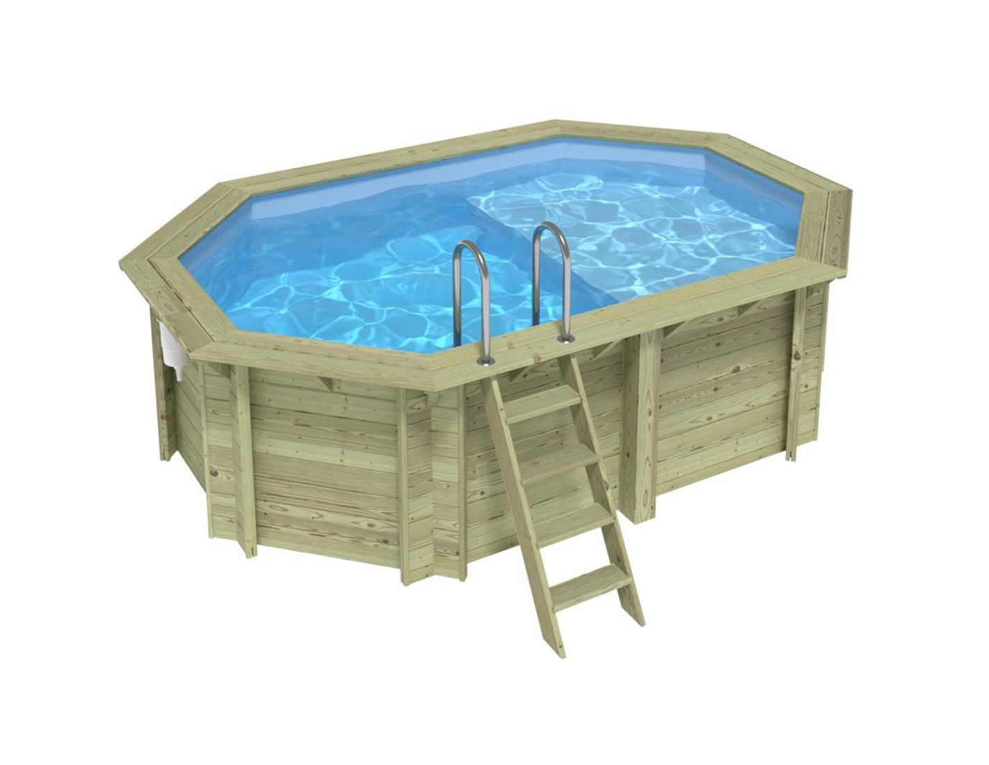 Piscina de madera nemo 4.3x3 - h.1.18 m con playa, azul, con vigas ipn