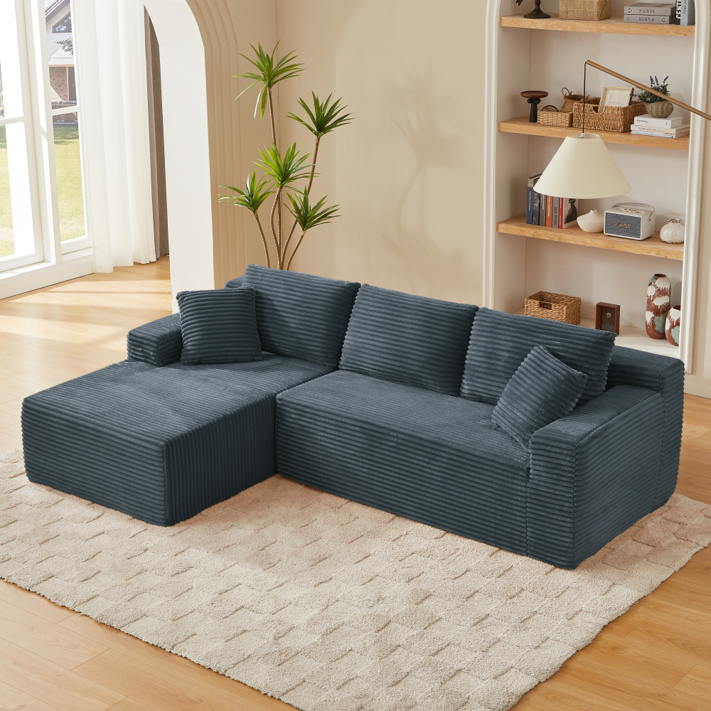 Sofá modular en l gris oscuro 3 plazas con chaise longue diseño flexible