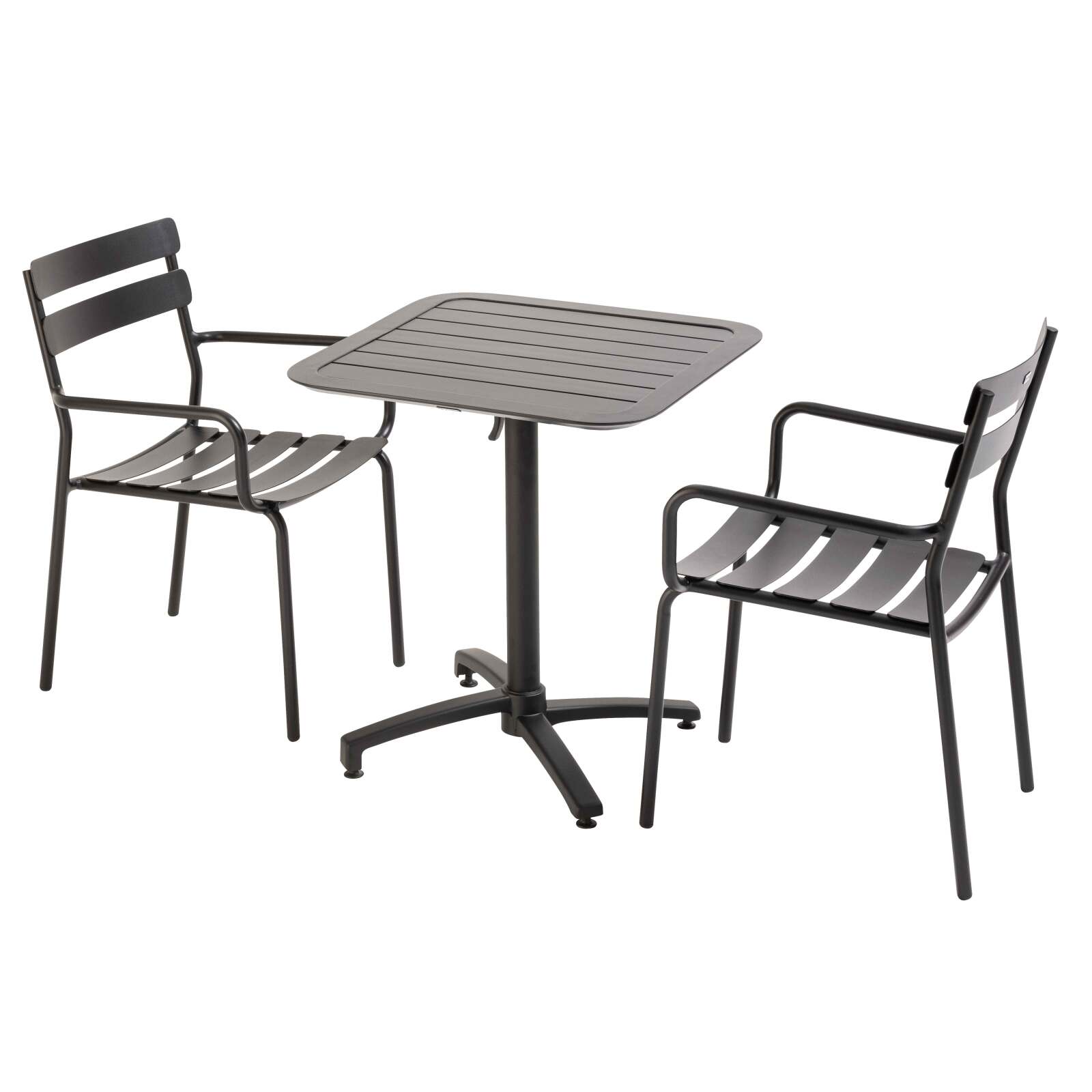 Oviala - mesa reclinable 70 x 70 cm y 2 sillas negro