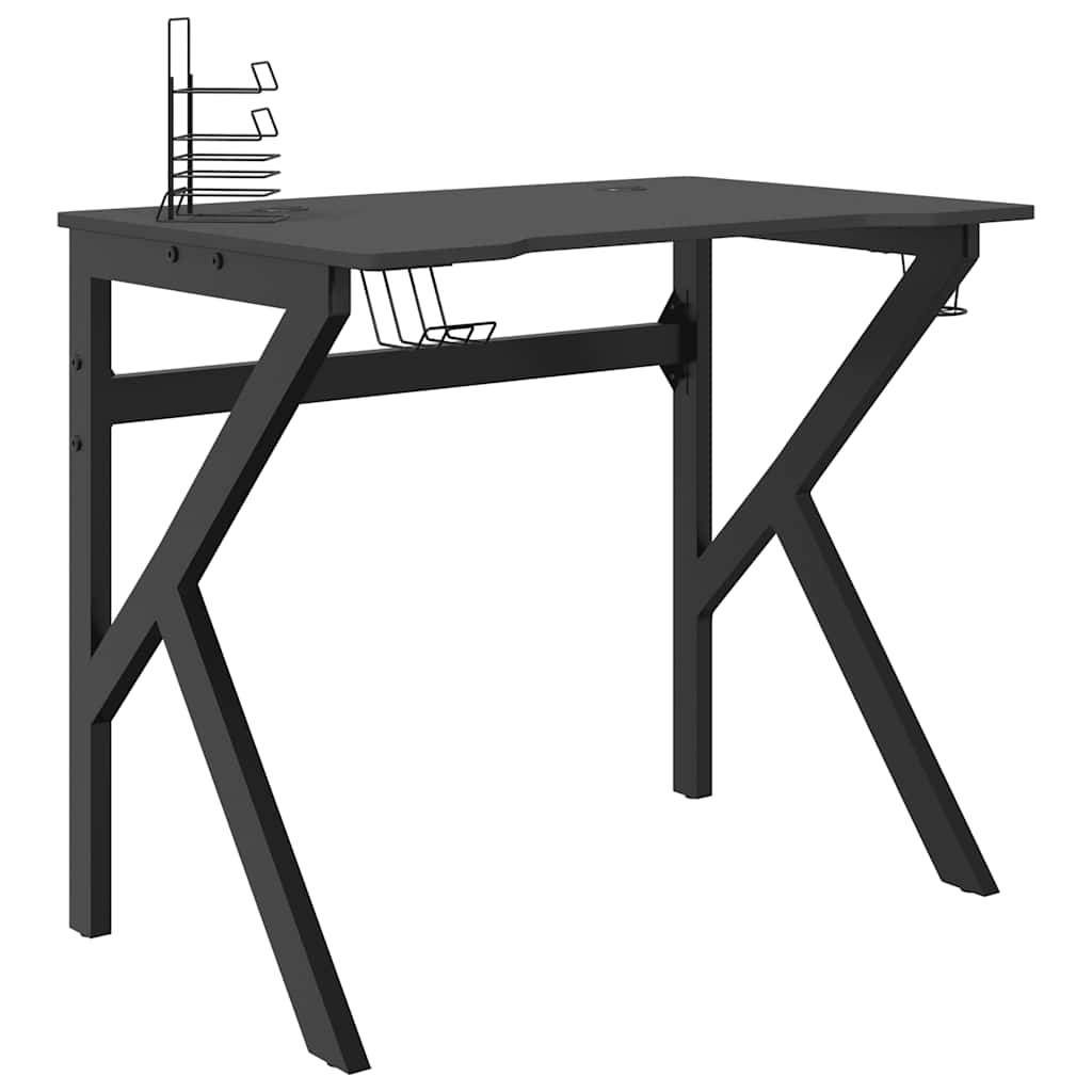 vidaXL escritorio gaming con patas en forma de k negro 90x60x75 cm