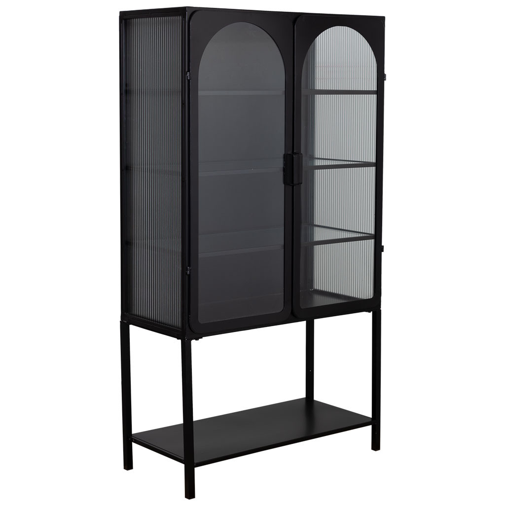 Vitrina de metal lac negro de 2 puertas 88x44x160