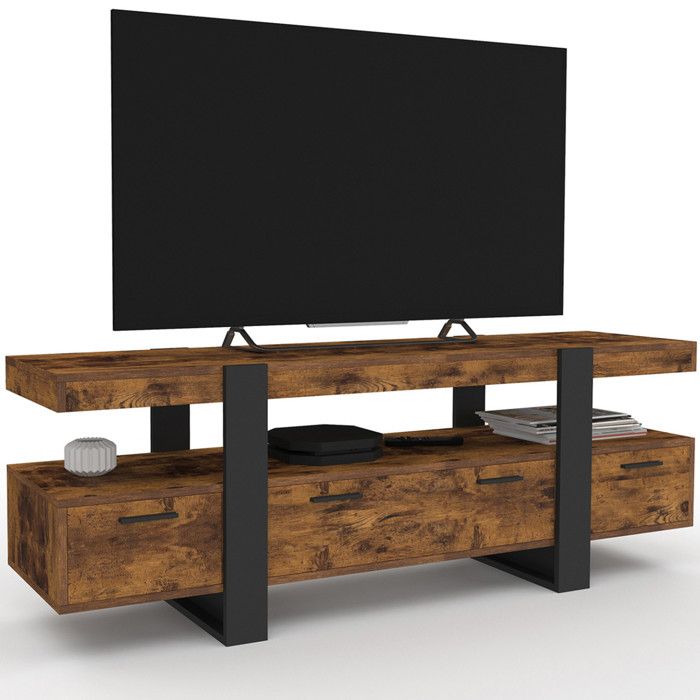 Mueble tv industrial madera y negro - 140 cm