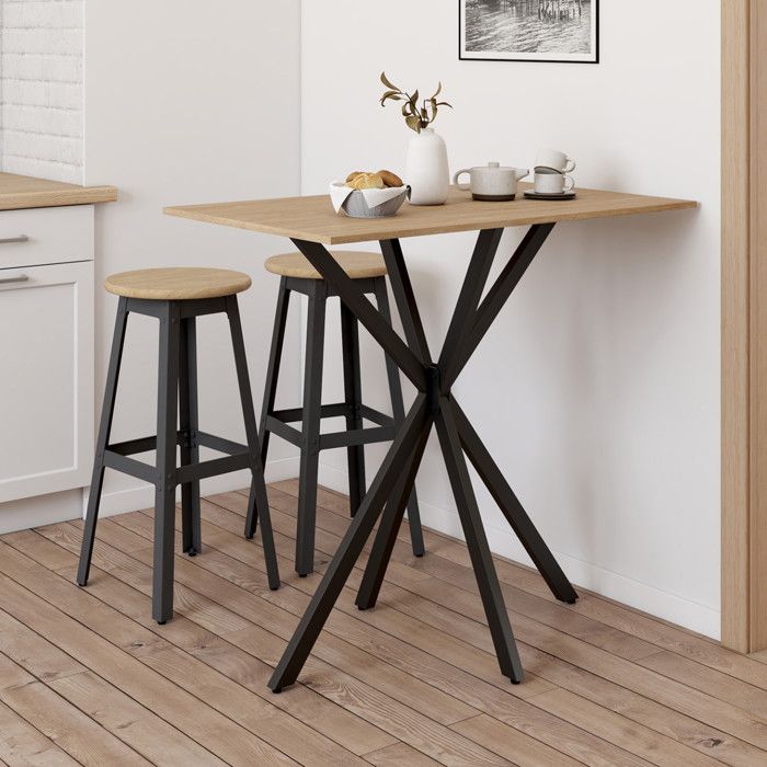 Mesa alta de bar - madera negra - 100 cm
