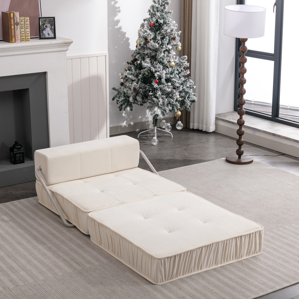 Sofá cama modular chenilla blanco 2 plazas convertible