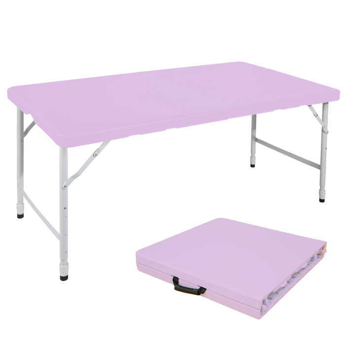 Mesa plegable ajustable hierro y plástico morado 58-74x125x61cm