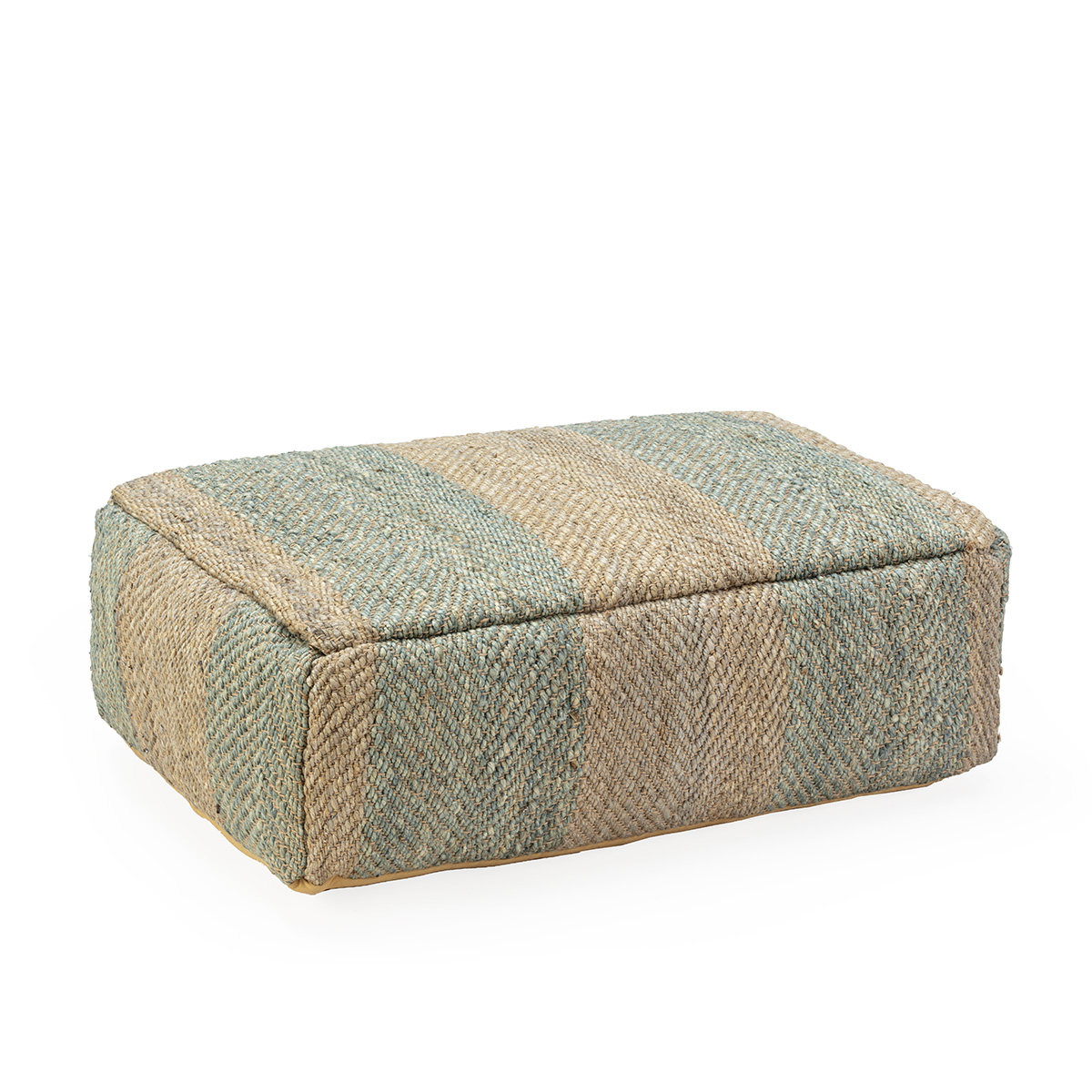 Puff 91x60x30 alfombra shumak de cañamo gris, natural