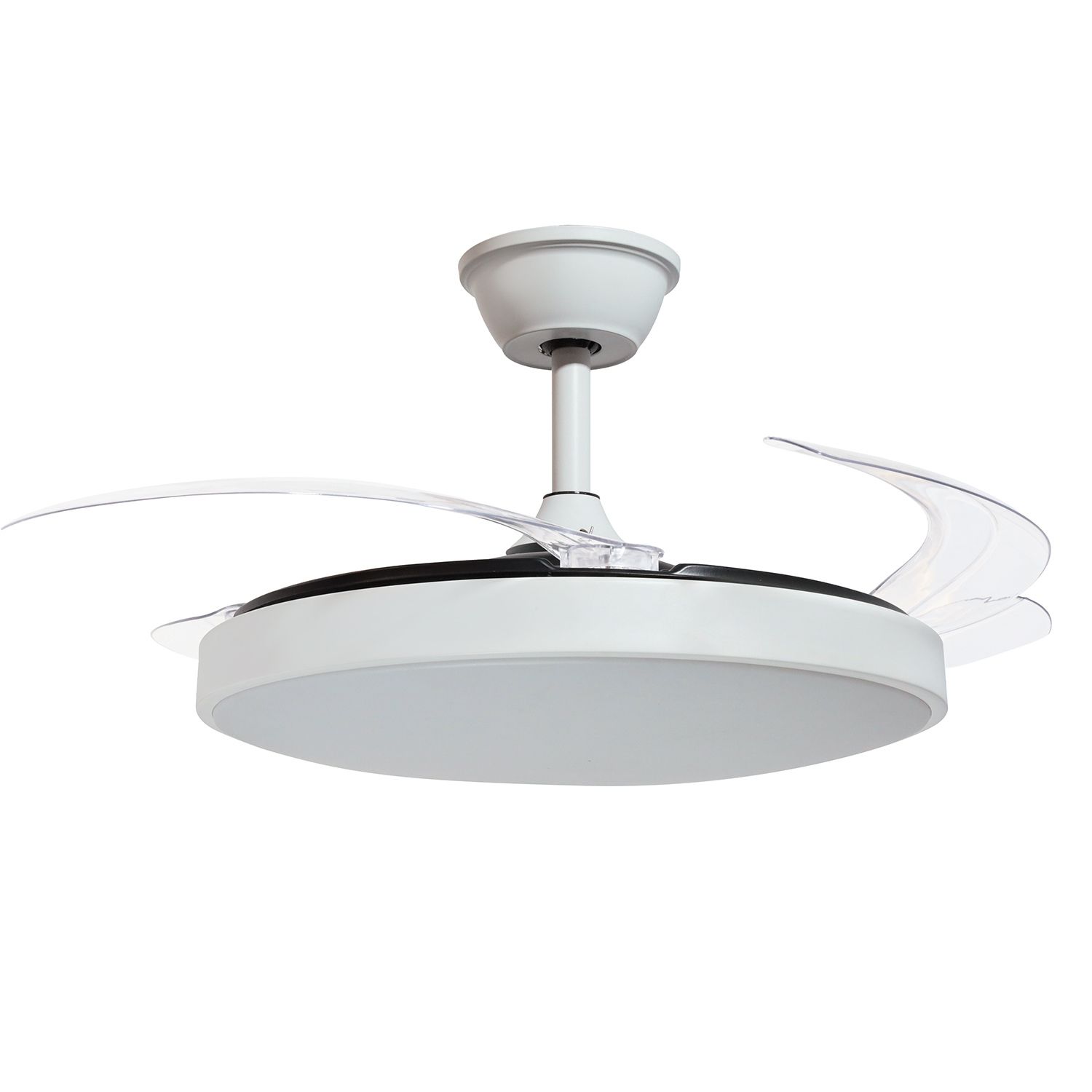 Ventilador de techo con luz eclipse blanco, 3 aspas retráctiles