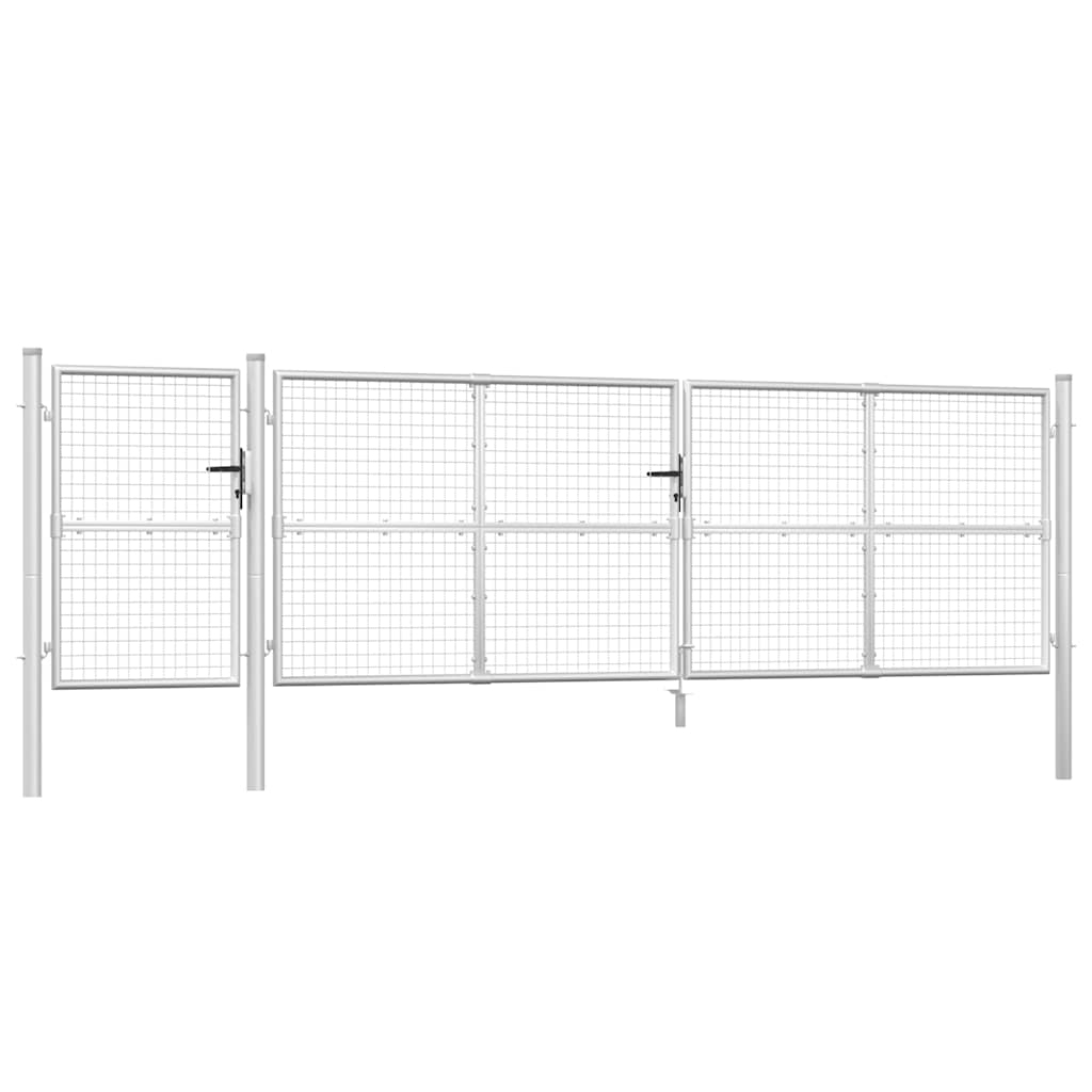 vidaXL puerta de jardín de malla plateada 500 x 125 cm acero galvanizado
