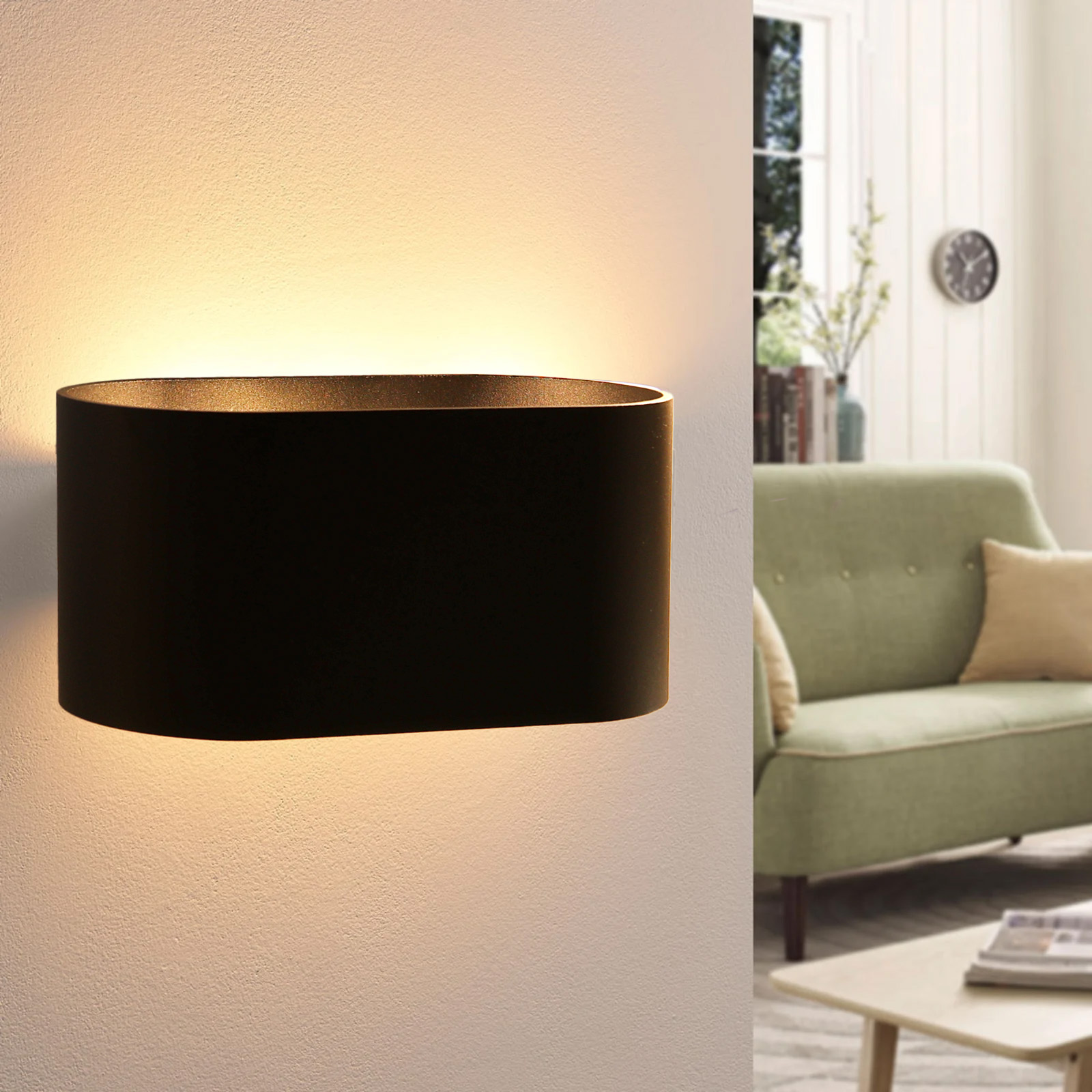 Aplique pared aluminio negro, luz arriba y abajo, casquillo g9