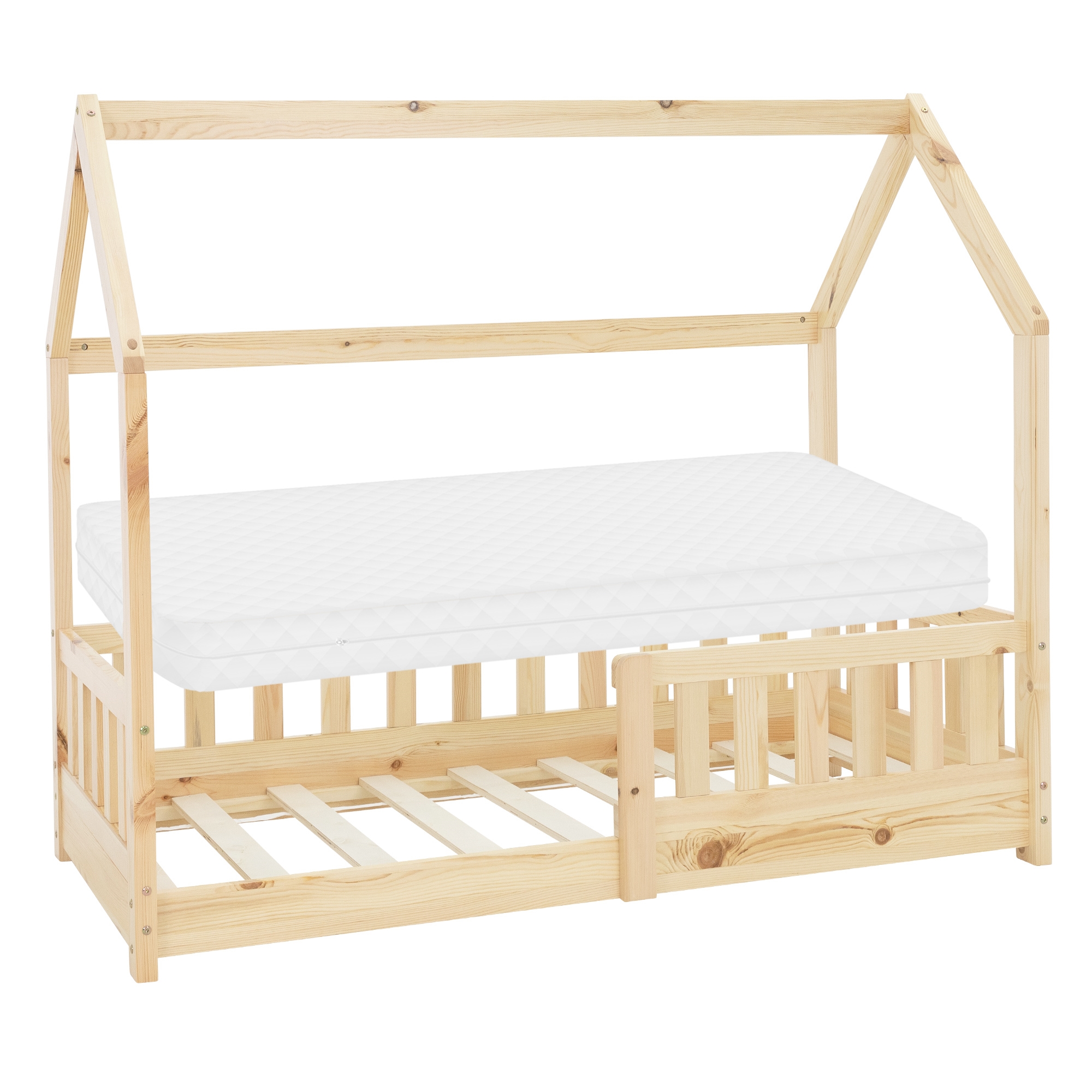 Cama niños madera de pino colchón hipoalergénico somier 70x140 cm
